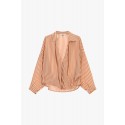 Cross Striped Blouse With Classic Dixie Collar