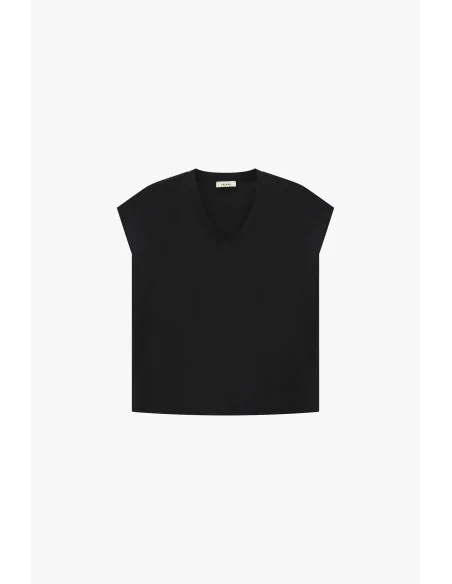 Dixie Wide V-neck Short Sleeve Blouse