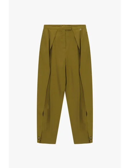Pantaloni Palazzo Con Pince E Chiusura A Bottoni Dixie