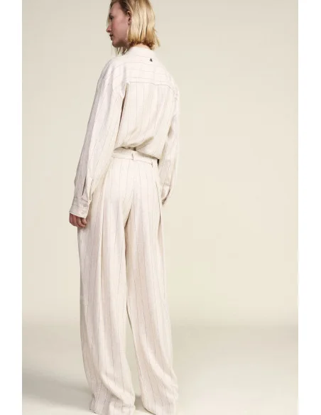 Pantalon palazzo rayé avec ceinture nouée Dixie