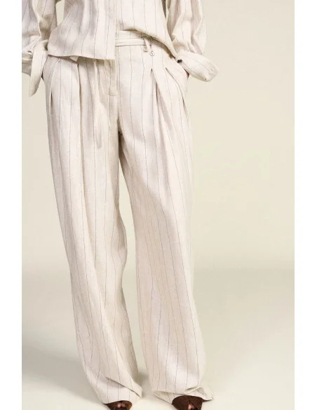 Striped Palazzo Trousers with a Tied Belt Dixie