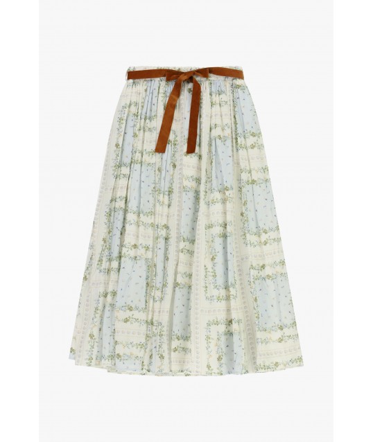 Jupe plissée à imprimé floral et ceinture à nœud Dixie