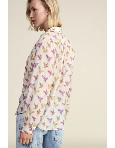 Blouse fantaisie avec col volant et manches longues Dixie