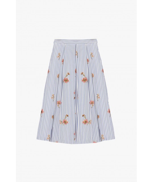 Gonna A Pieghe A Righe Con Stampa Floreale Dixie