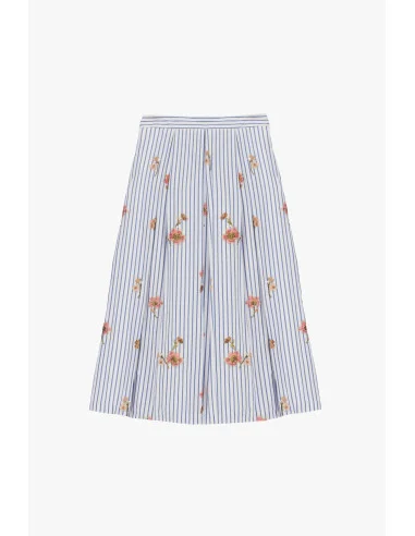 Jupe plissée rayée à imprimé floral Dixie
