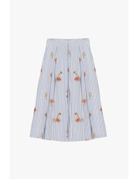 Jupe plissée rayée à imprimé floral Dixie