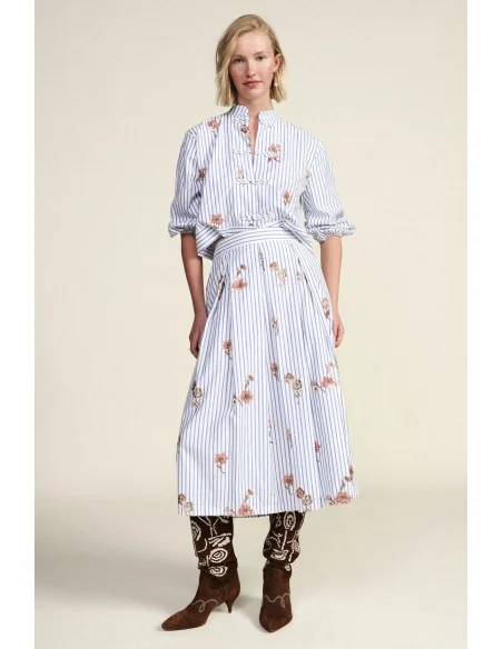 Jupe plissée rayée à imprimé floral Dixie