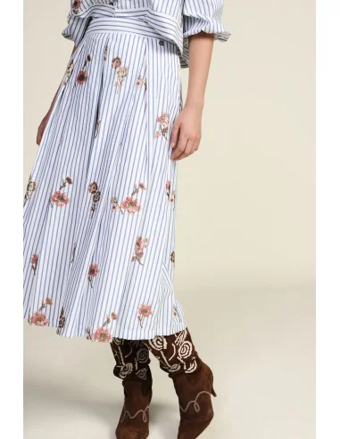 Jupe plissée rayée à imprimé floral Dixie
