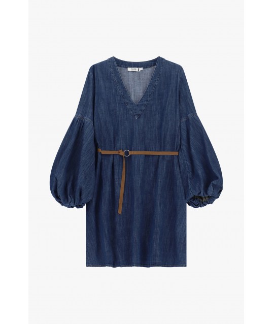 Short Dress With Wide Sleeves And Belt Please