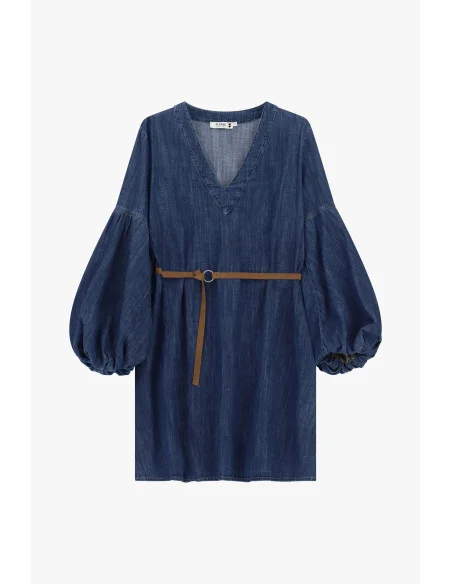 Short Dress With Wide Sleeves And Belt Please