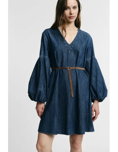 Short Dress With Wide Sleeves And Belt Please