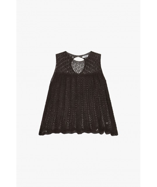 Sleeveless Perforated Top With Cut-Out Detail Please