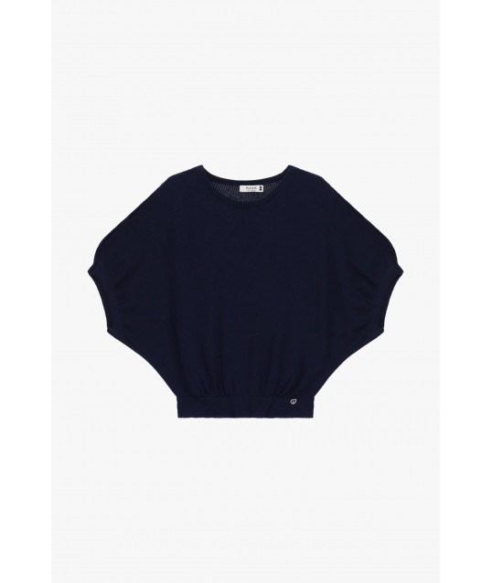Loose Top With Batwing Sleeves And Elastic Bottom Please