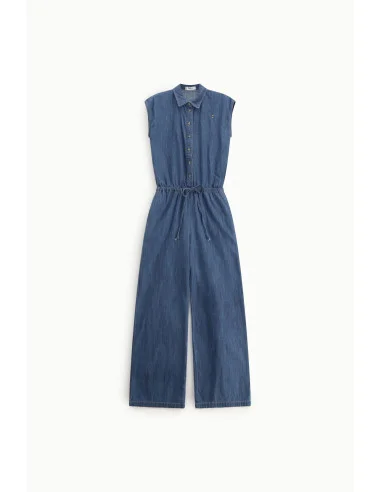 Long Jumpsuit With Drawstring And Front Buttons Please