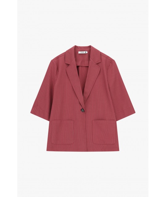 Blazer A Righe Con Maniche Tre Quarti E Chiusura A Bottone Please