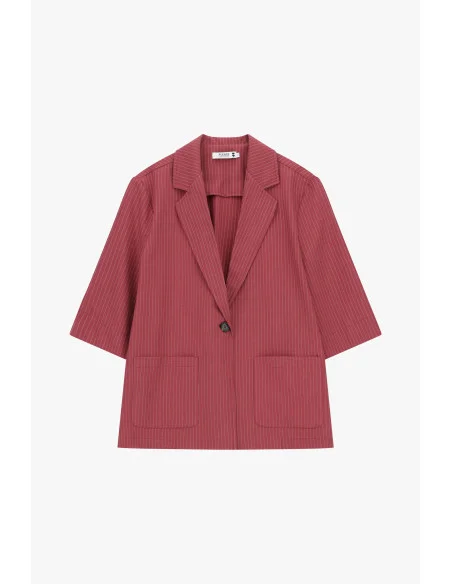 Blazer A Righe Con Maniche Tre Quarti E Chiusura A Bottone Please