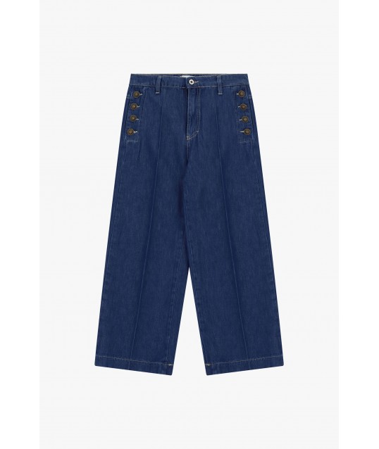 Jeans à jambe large avec boutons latéraux Please