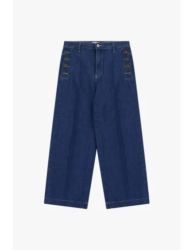 Jeans Gamba Ampia Con Bottoni Laterali Please