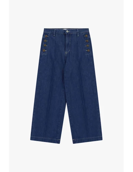Jean à jambes larges avec boutons latéraux Please