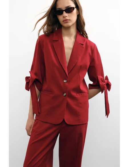 Blazer with Bow Sleeves and Two-Button Closure Please