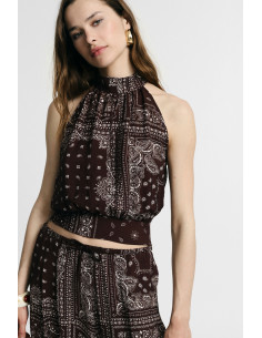 Bandana Patterned Top With American Neckline Please - Vestiti Firma...