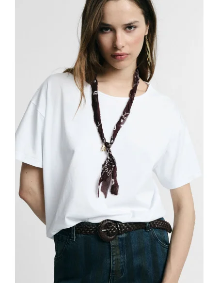 Short-Sleeve T-Shirt with Scarf Details Please