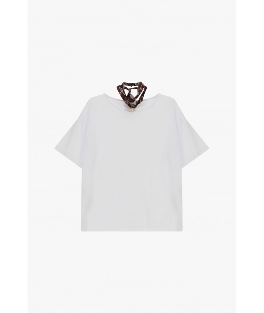 T-Shirt à manches courtes avec détails de foulard Please