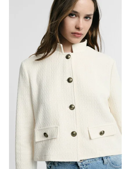 Cropped Shirt Jacket With Buttons And Pockets Please