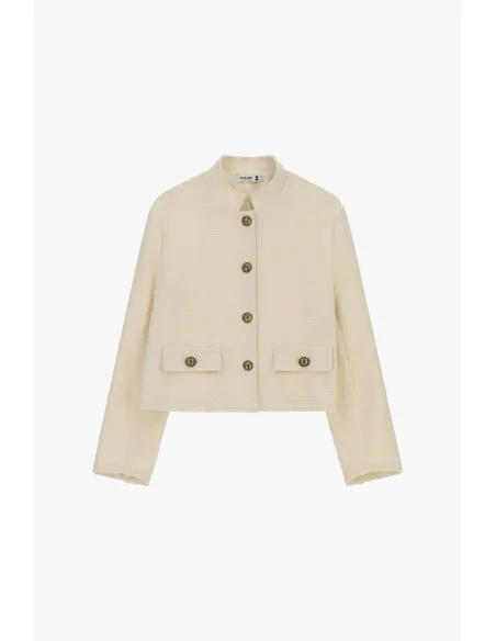 Cropped Shirt Jacket With Buttons And Pockets Please