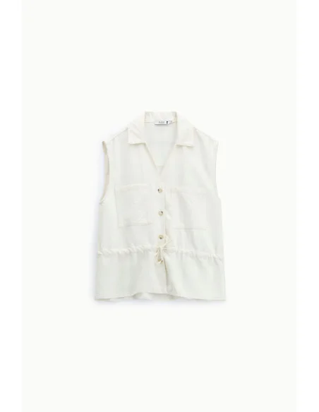 Gilet sans manches avec cordon de serrage et poches avant Please