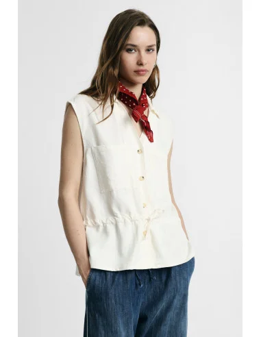 Sleeveless Vest with Drawstring and Front Pockets Please