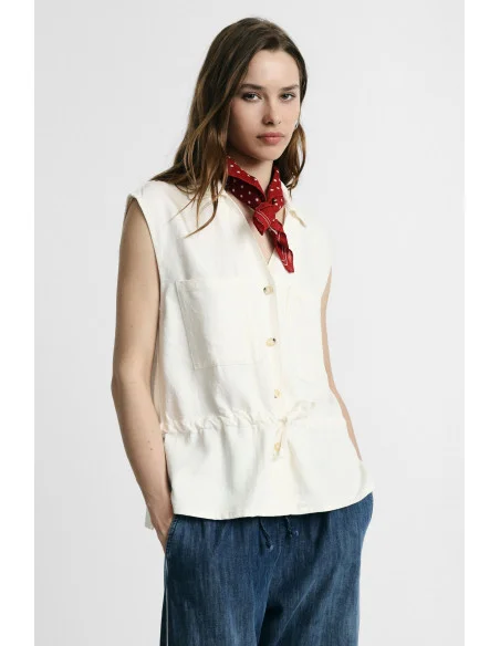 Sleeveless Vest with Drawstring and Front Pockets Please