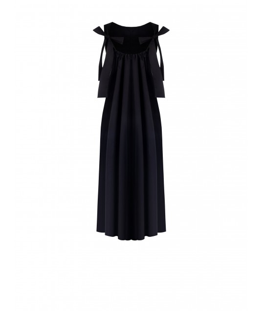 Midi Wide A-line Cotton A-line Dress With Bow At Back Rinascimento