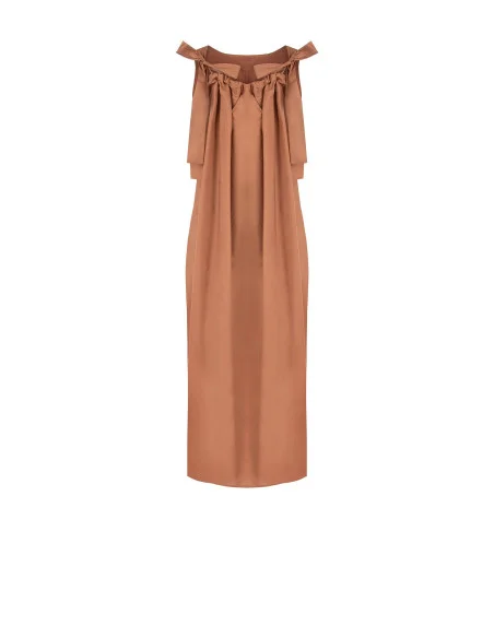 Midi Wide A-line Cotton A-line Dress With Bow At Back Rinascimento