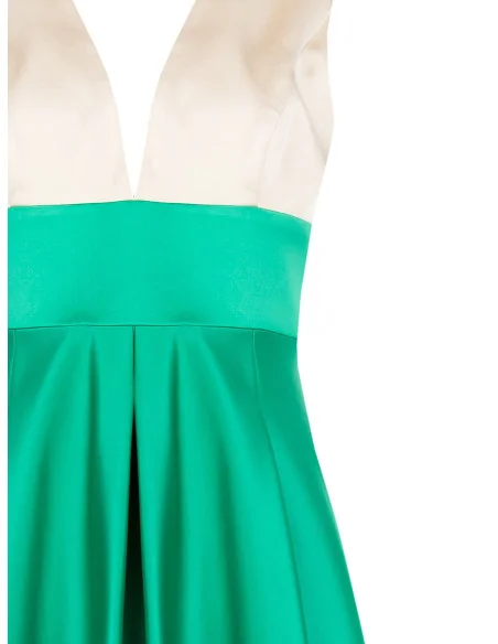 Robe midi en satin Duchesse Colour Block avec poches Rinascimento