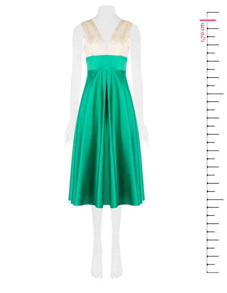 Robe midi en satin Duchesse Colour Block avec poches Rinascimento