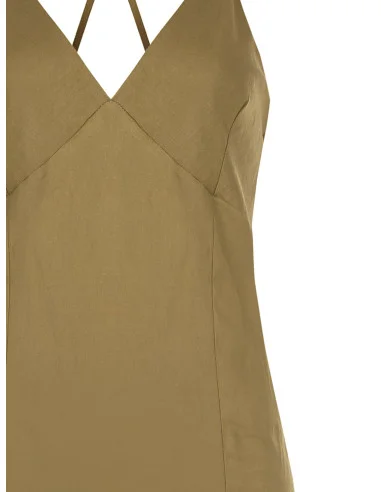 Robe longue en viscose et lin mélangés avec fines bretelles croisées dans le dos Rinascimento