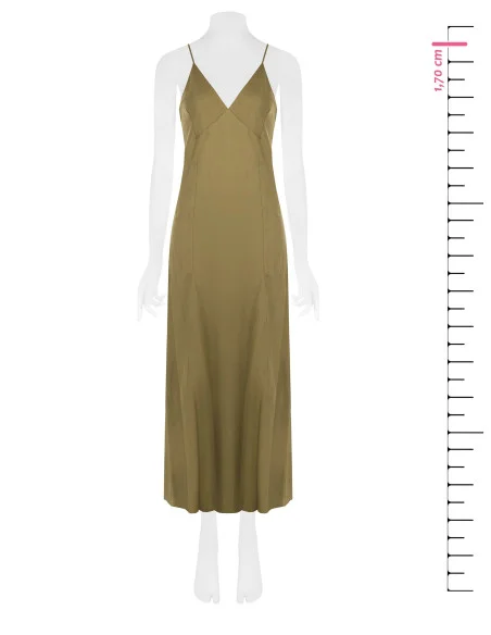 Robe longue en viscose et lin mélangés avec fines bretelles croisées dans le dos Rinascimento