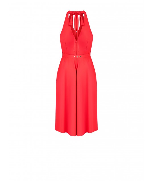 Fluid Fabric Midi Dress With Logo Belt Rr Rigid Rinascimento