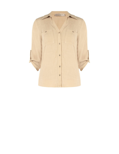 Camicia Over E Fluida In Viscosa Con Scollo A V E Taschini Rinascimento