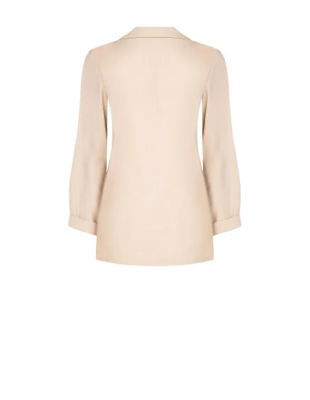 Giacca Blazer In Misto Viscosa Con Spilla Corallo Senza Spalline Rinascimento