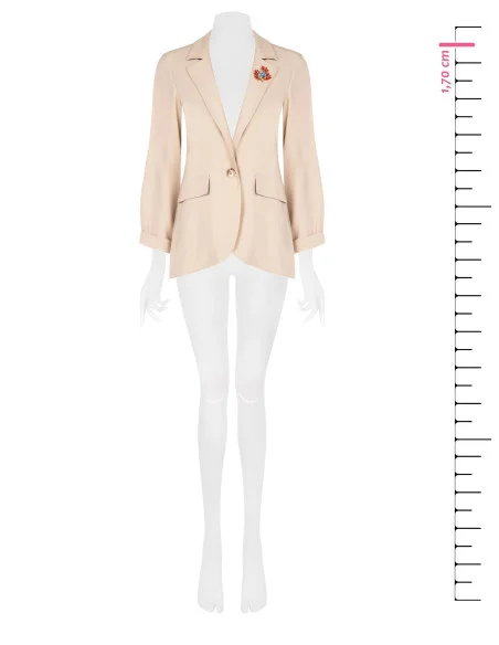 Giacca Blazer In Misto Viscosa Con Spilla Corallo Senza Spalline Rinascimento