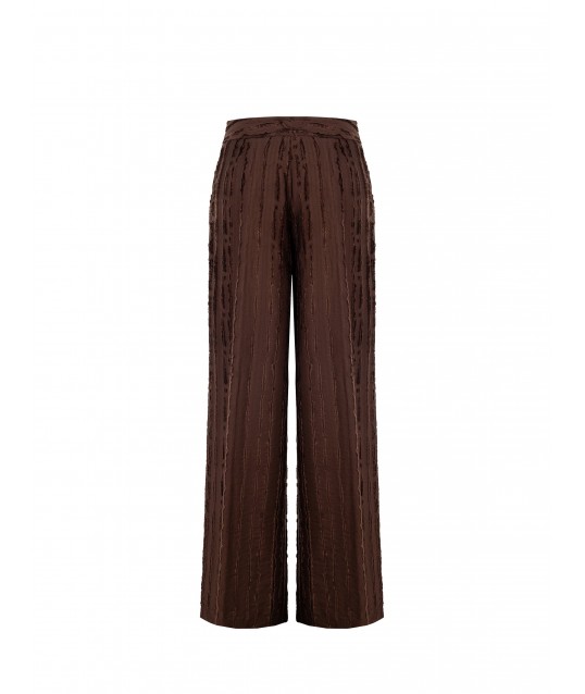 Frayed Striped Mixed Viscose Palace Trousers With Pockets Rinascimento