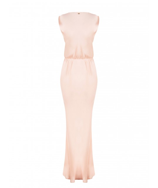 Long Satin Draped V-neck Dress Rinascimento