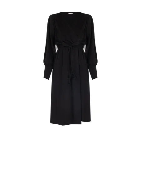 Robe midi en satin à col croisé avec ceinture et bretelles coordonnées Rinascimento