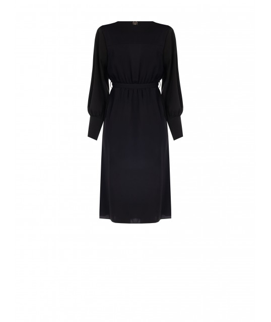 Robe midi en satin à col croisé avec ceinture et bretelles coordonnées Rinascimento