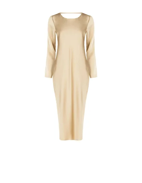 Satin Midi-Dress With Ring Neckline Behind Rinascimento