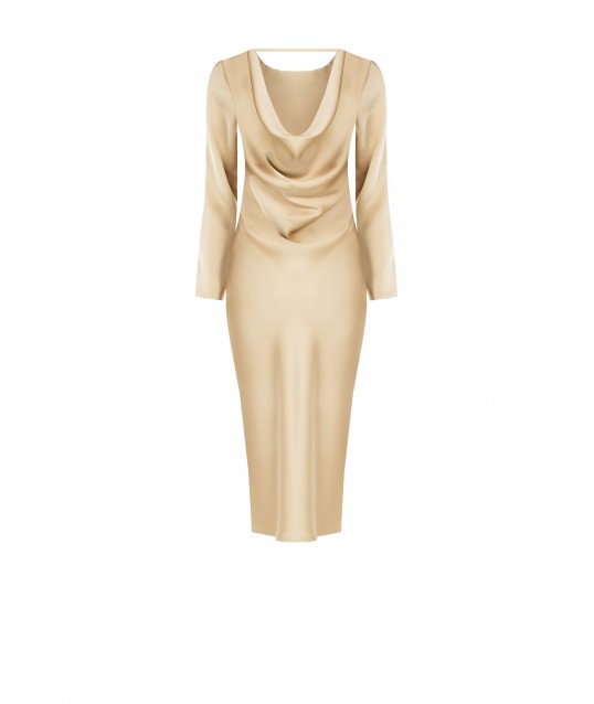 Robe mi-longue en satin avec encolure en anneau derrière Rinascimento