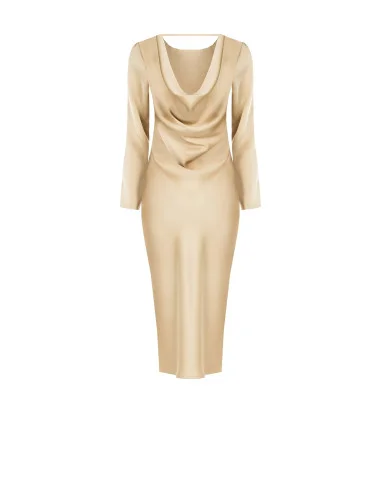 Satin Midi-Dress With Ring Neckline Behind Rinascimento