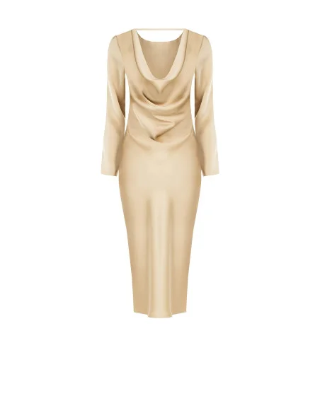 Robe mi-longue en satin avec encolure en anneau derrière Rinascimento